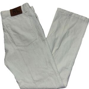 VTG Ralph Lauren Ivory Corduroy‎ ORNATE TAG Straight Leg Crop Pants 8 Preppy